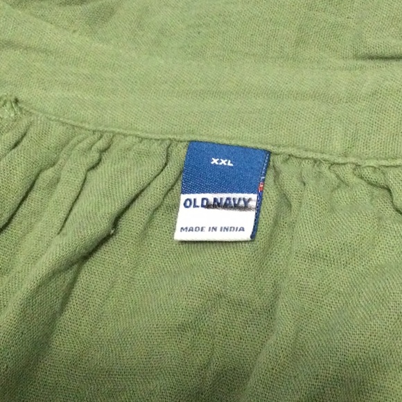 Old Navy Womens Cotton Button Front Midi Dress Green Gauzy Tie Belt Size 2XL - Picture 5 of 8